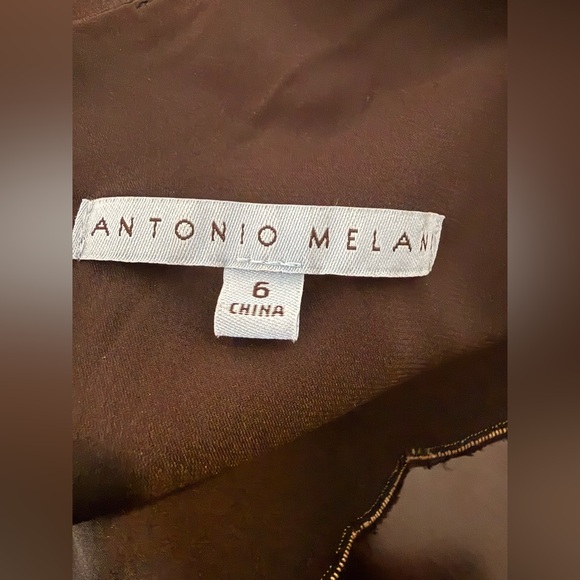 Antonio Melani Sheath Dress Women's Size 6 Black w/Gold Embroidery Sheer Sleeves - Picture 9 of 16